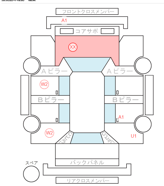 Body condition diagram (damage marks, Japanese labels)