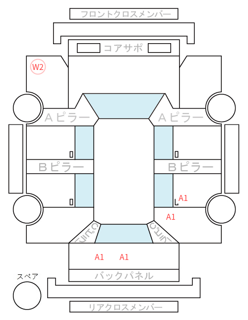 Body condition diagram (damage marks, Japanese labels)