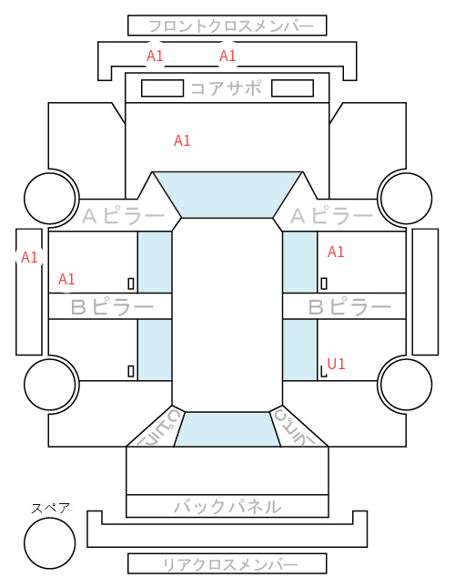 Body condition diagram (damage marks, Japanese labels)