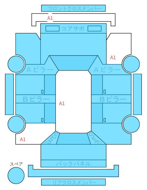 Body condition diagram (damage marks, Japanese labels)