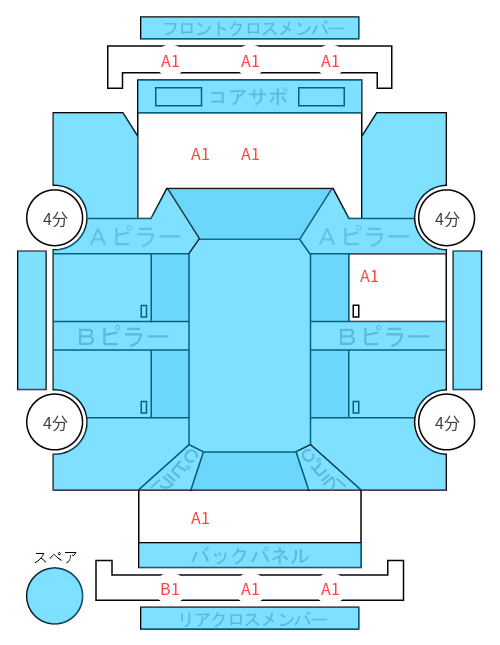 Body condition diagram (damage marks, Japanese labels)