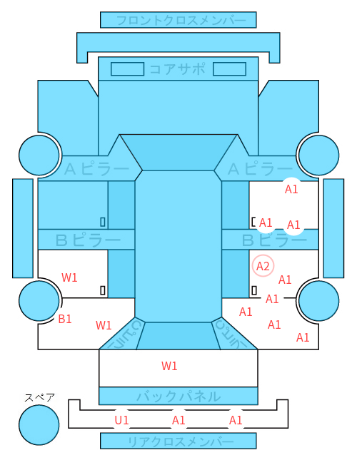 Body condition diagram (damage marks, Japanese labels)