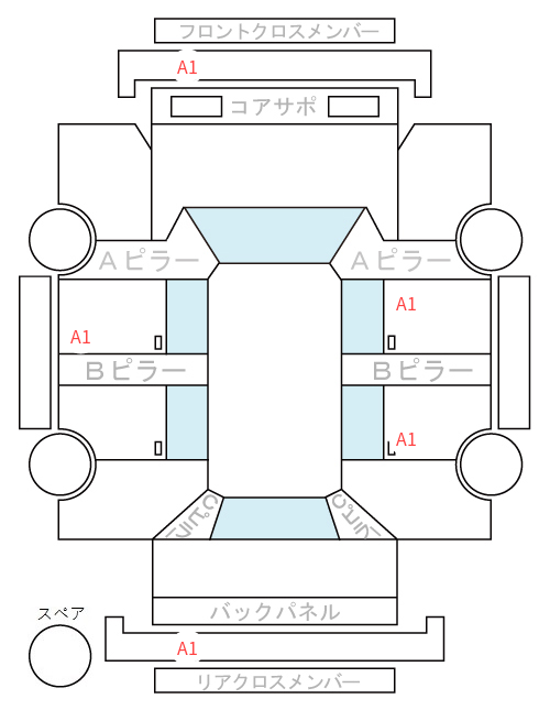 Body condition diagram (damage marks, Japanese labels)
