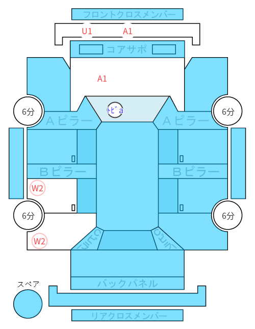 Body condition diagram (damage marks, Japanese labels)