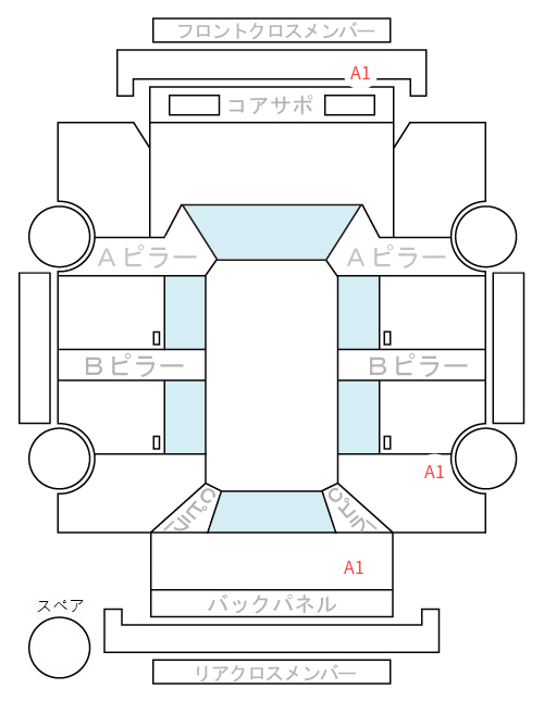 Body condition diagram (damage marks, Japanese labels)