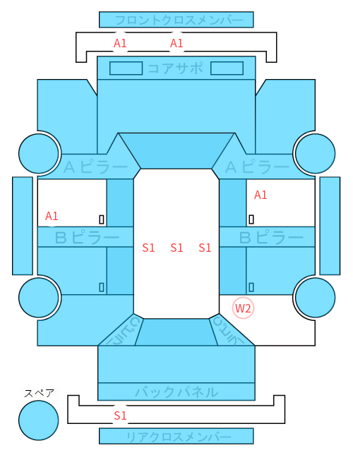 Body condition diagram (damage marks, Japanese labels)