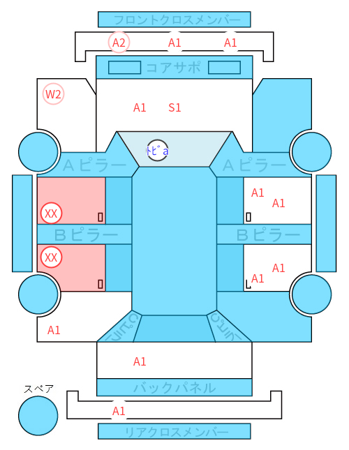 Body condition diagram (damage marks, Japanese labels)