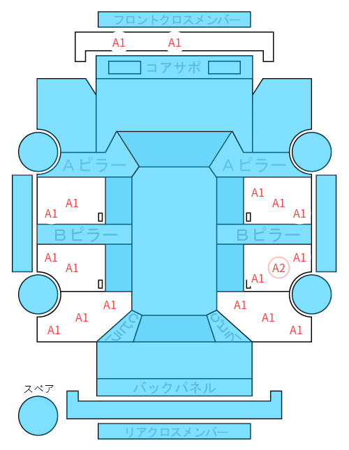 Body condition diagram (damage marks, Japanese labels)