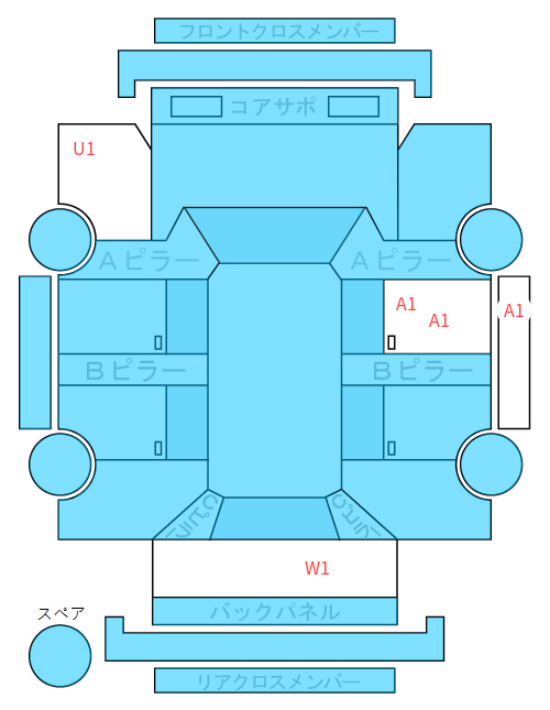 Body condition diagram (damage marks, Japanese labels)