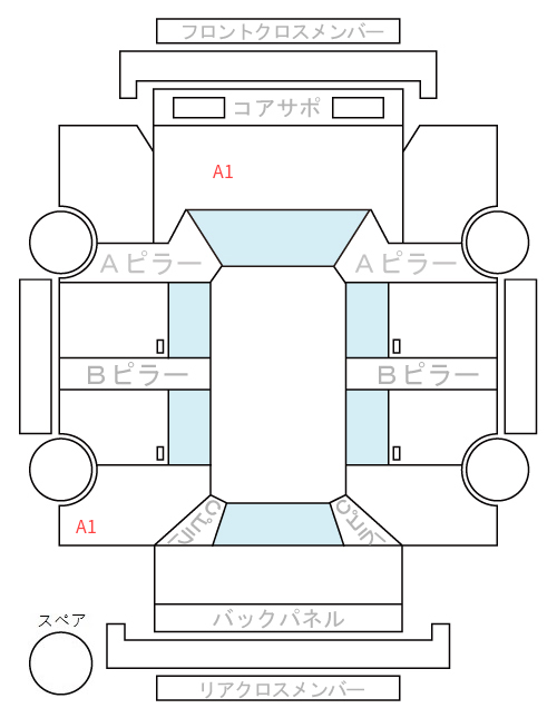Body condition diagram (damage marks, Japanese labels)