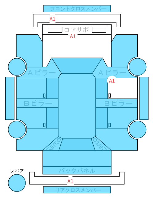 Body condition diagram (damage marks, Japanese labels)