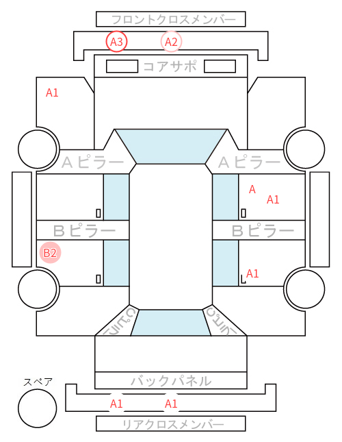 Body condition diagram (damage marks, Japanese labels)