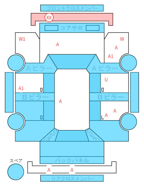Body condition diagram (damage marks, Japanese labels)