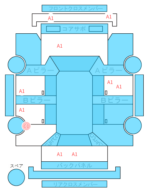 Body condition diagram (damage marks, Japanese labels)