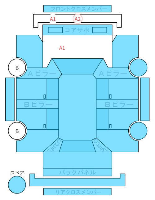 Body condition diagram (damage marks, Japanese labels)