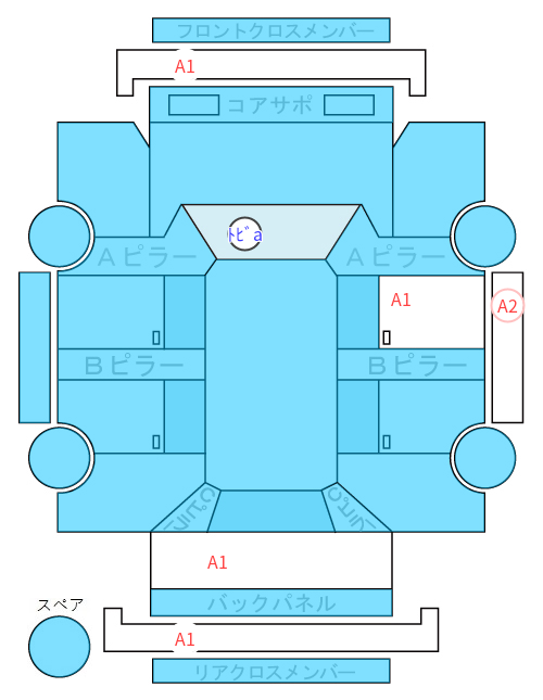 Body condition diagram (damage marks, Japanese labels)