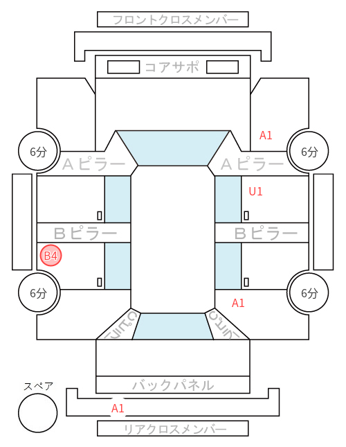 Body condition diagram (damage marks, Japanese labels)