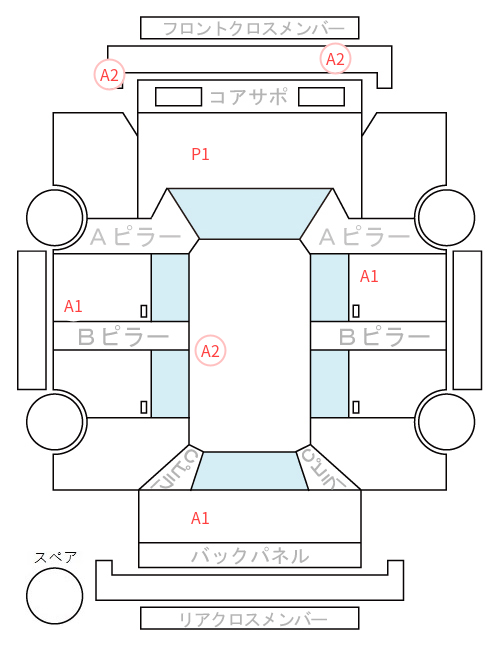 Body condition diagram (damage marks, Japanese labels)