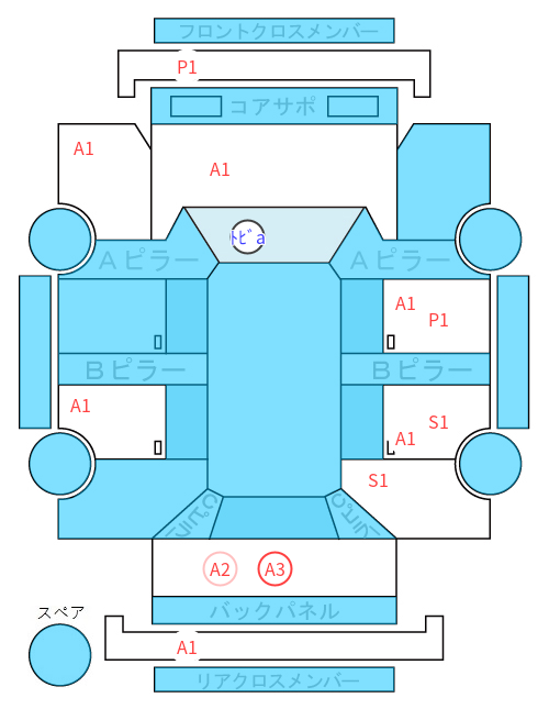 Body condition diagram (damage marks, Japanese labels)