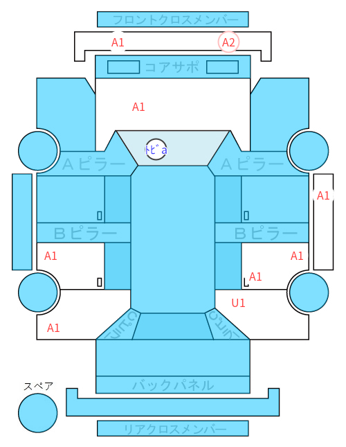 Body condition diagram (damage marks, Japanese labels)