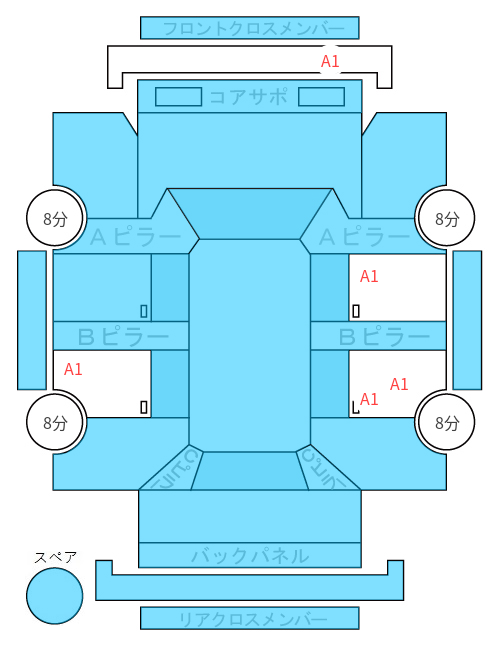 Body condition diagram (damage marks, Japanese labels)