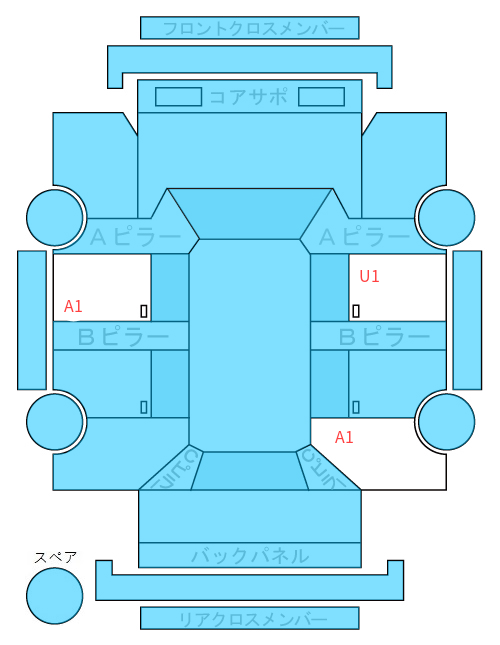 Body condition diagram (damage marks, Japanese labels)
