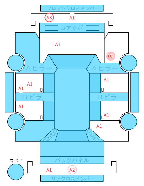 Body condition diagram (damage marks, Japanese labels)