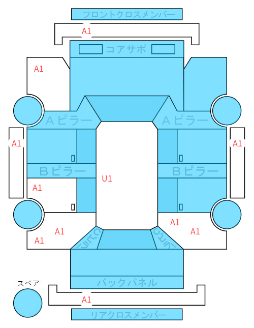 Body condition diagram (damage marks, Japanese labels)