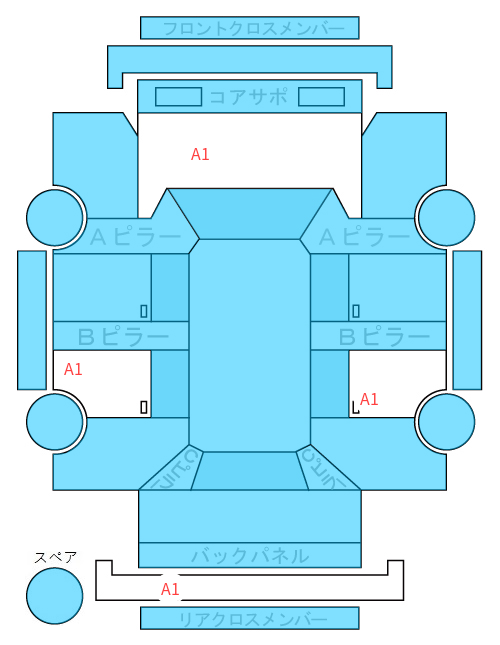 Body condition diagram (damage marks, Japanese labels)