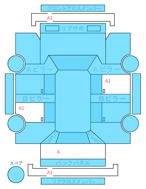 Body condition diagram (damage marks, Japanese labels)