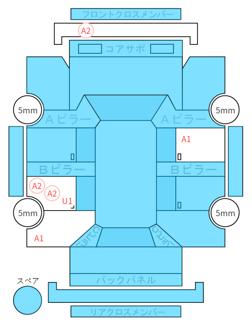 Body condition diagram (damage marks, Japanese labels)