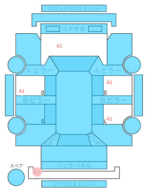 Body condition diagram (damage marks, Japanese labels)
