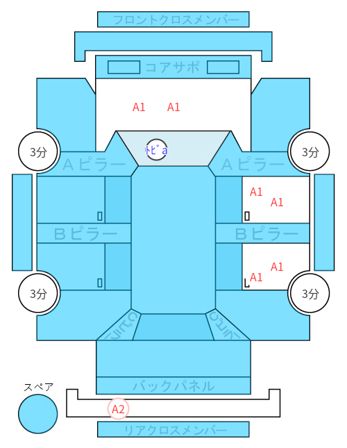 Body condition diagram (damage marks, Japanese labels)