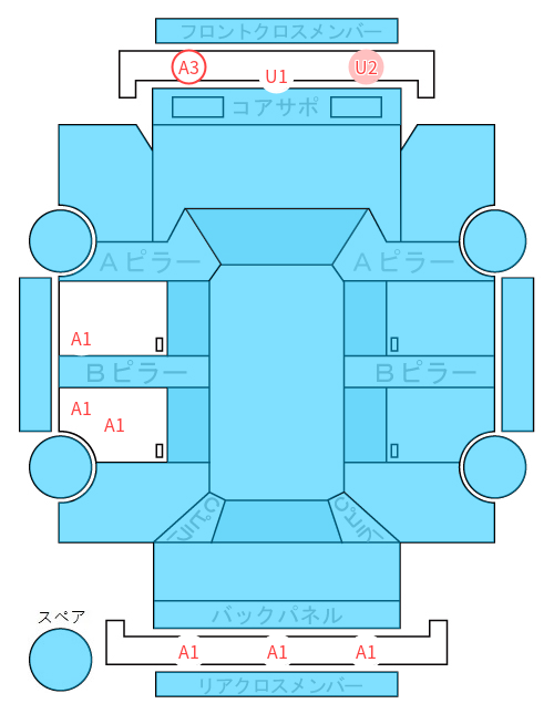 Body condition diagram (damage marks, Japanese labels)