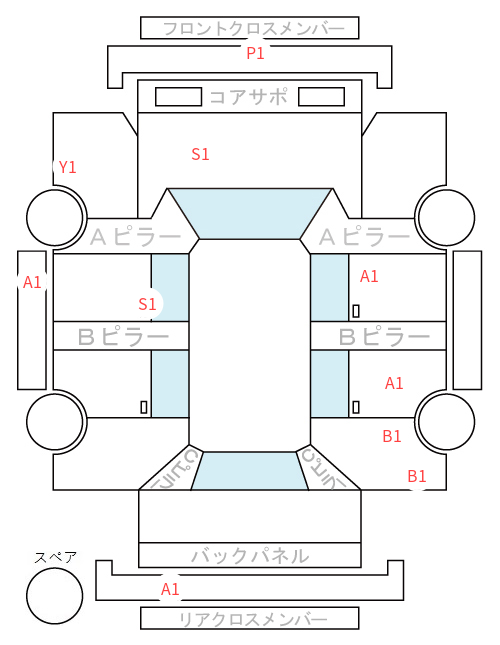 Body condition diagram (damage marks, Japanese labels)