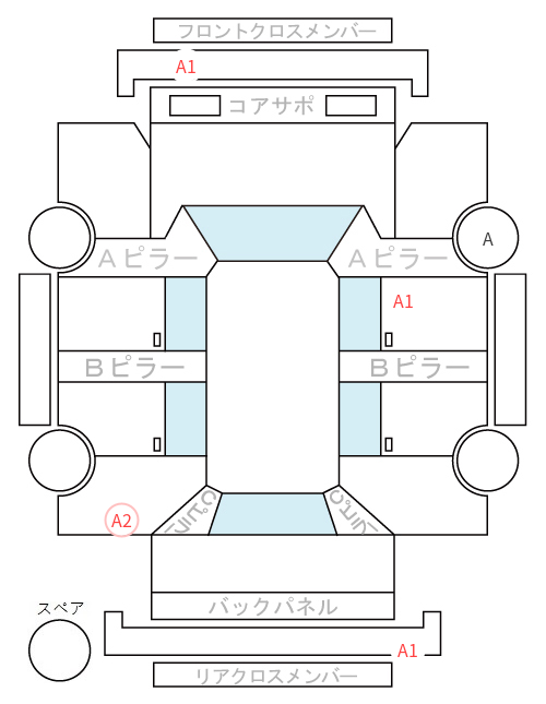 Body condition diagram (damage marks, Japanese labels)