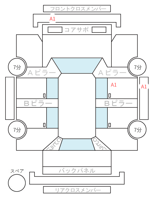 Body condition diagram (damage marks, Japanese labels)