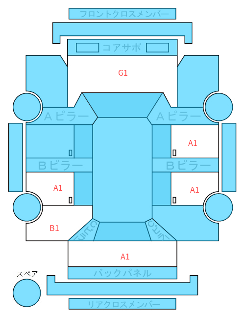 Body condition diagram (damage marks, Japanese labels)