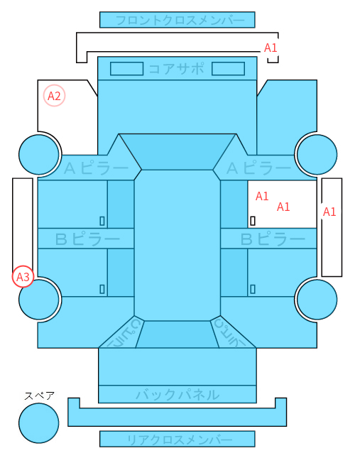 Body condition diagram (damage marks, Japanese labels)