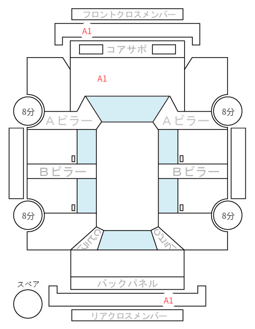 Body condition diagram (damage marks, Japanese labels)