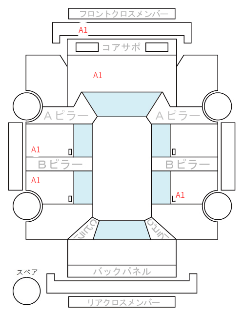 Body condition diagram (damage marks, Japanese labels)