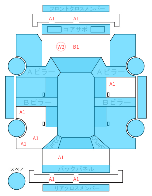 Body condition diagram (damage marks, Japanese labels)