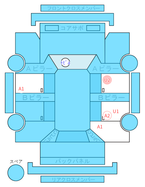 Body condition diagram (damage marks, Japanese labels)
