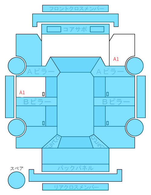 Body condition diagram (damage marks, Japanese labels)