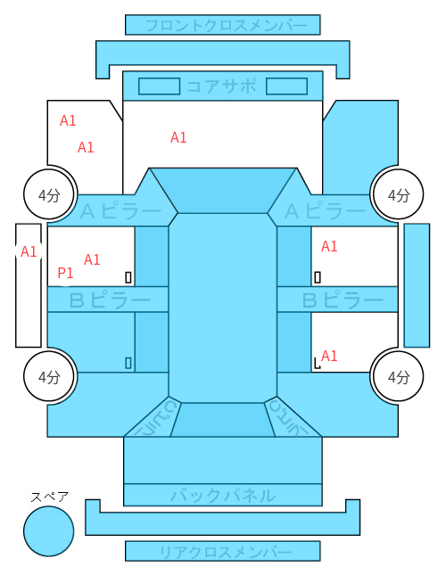 Body condition diagram (damage marks, Japanese labels)