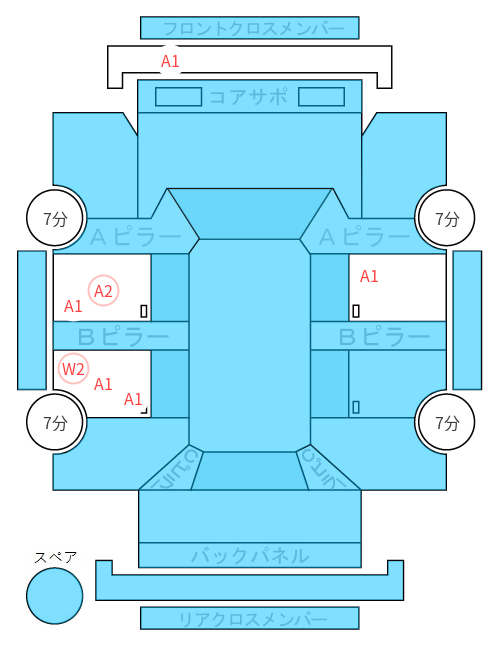 Body condition diagram (damage marks, Japanese labels)