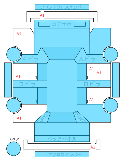 Body condition diagram (damage marks, Japanese labels)
