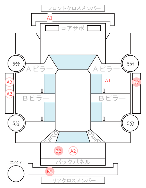 Body condition diagram (damage marks, Japanese labels)