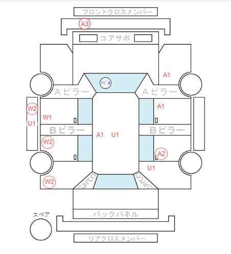 Body condition diagram (damage marks, Japanese labels)