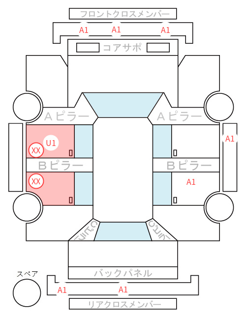 Body condition diagram (damage marks, Japanese labels)